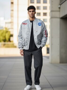 NASA Reflective Silver Bomber Flight Jacket - XXL - "Interstellar" Edition